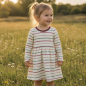 Preview: Basic Kleid Streifen (Bündchen bordeaux) 86-128