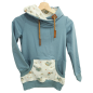 Preview: Hoodie [ Damen ] Küstenkind Wale Schiffchen (Sweat taubenblau) (Bündchen beige)
