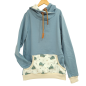 Preview: Hoodie [ Damen ] Küstenkind Wale Oktopus (Sweat taubenblau) (Bündchen beige)