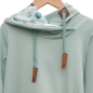Preview: Hoodie [ Damen ] Eukalyptus (Sweat hellgrün) (Bündchen petrol)