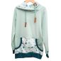 Preview: Hoodie [ Damen ] Eukalyptus (Sweat hellgrün) (Bündchen petrol)