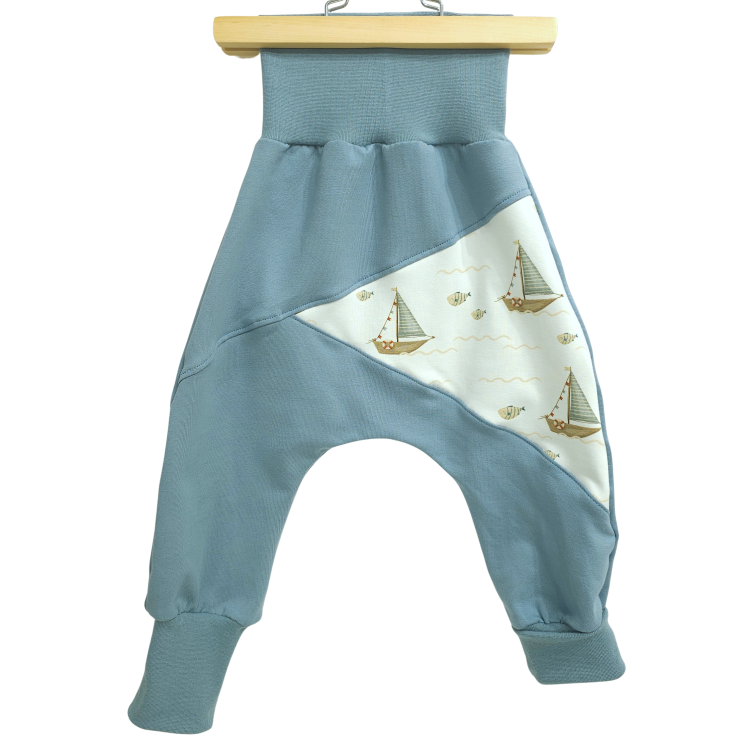 Pumphose Meno triangolo Küstenkind Boote Fische (Sweat taubenblau)