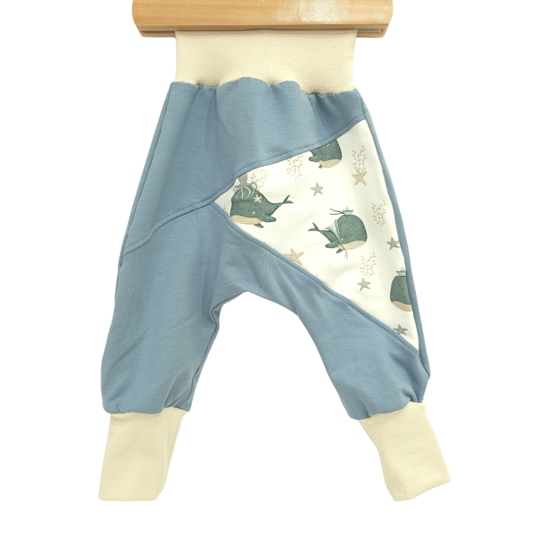 Pumphose Meno triangolo Küstenkind Wale Oktopus (Sweat taubenblau) (Bündchen beige)