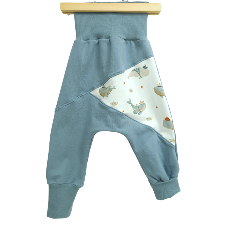 Pumphose Meno triangolo Küstenkind Wale Schiffchen (Sweat taubenblau)