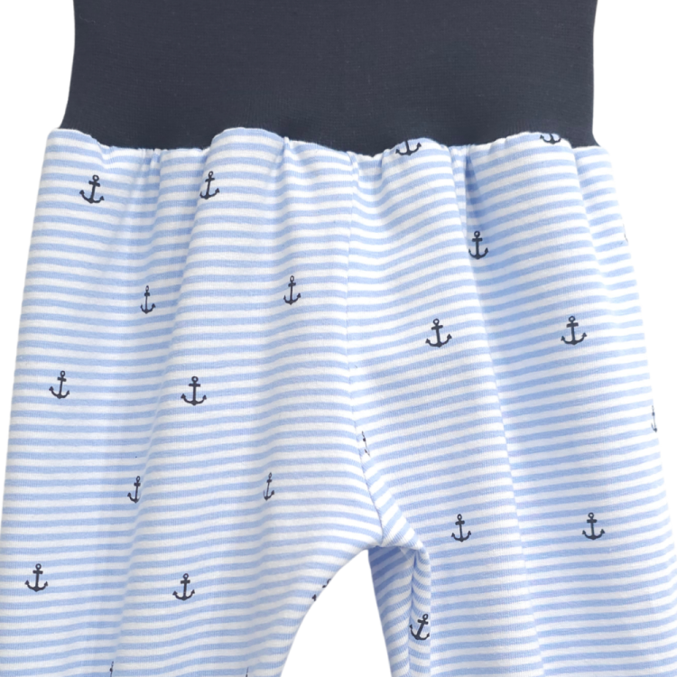 Pumphose Anker hell blau geringelt (Bündchen marine blau)