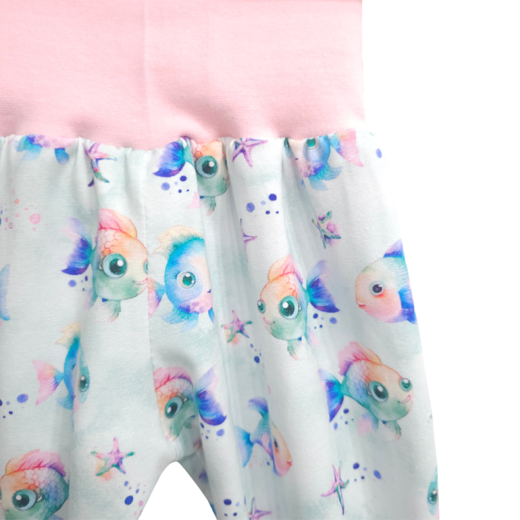 Pumphose Fische hell (Bündchen rosa)
