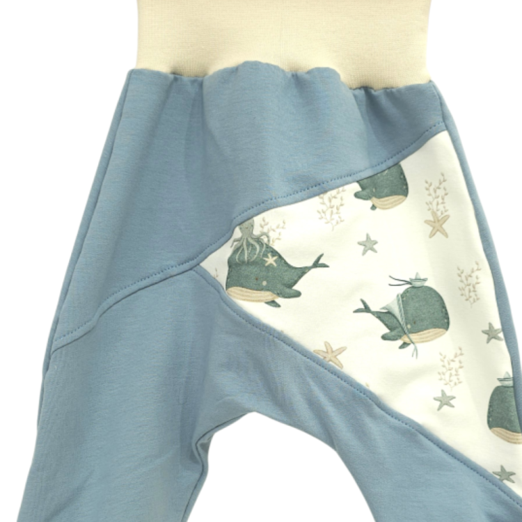 Pumphose Meno triangolo Küstenkind Wale Oktopus Sweat taubenblau (Bündchen beige)
