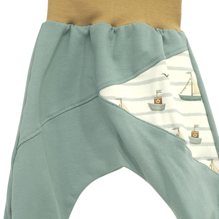 Pumphose Meno triangolo Küstenkind Boote Sweat mint (Bündchen braun)