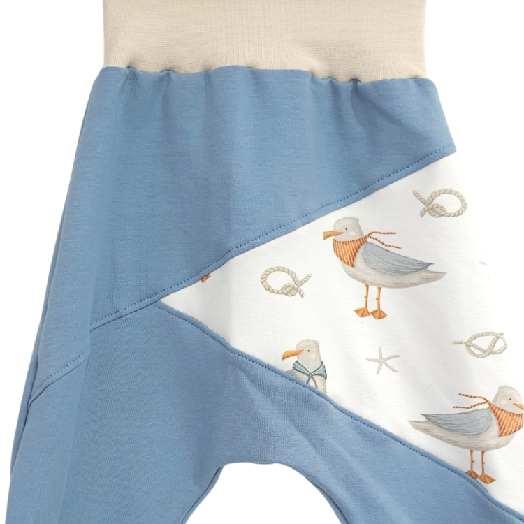 Pumphose Meno triangolo Küstenkind Möwe Sweat taubenblau (Bündchen beige)