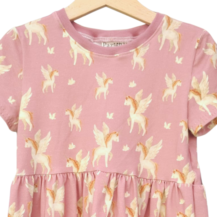 Basic Kleid Fairyland Einhörner (Bündchen altrosa) 164 - 164