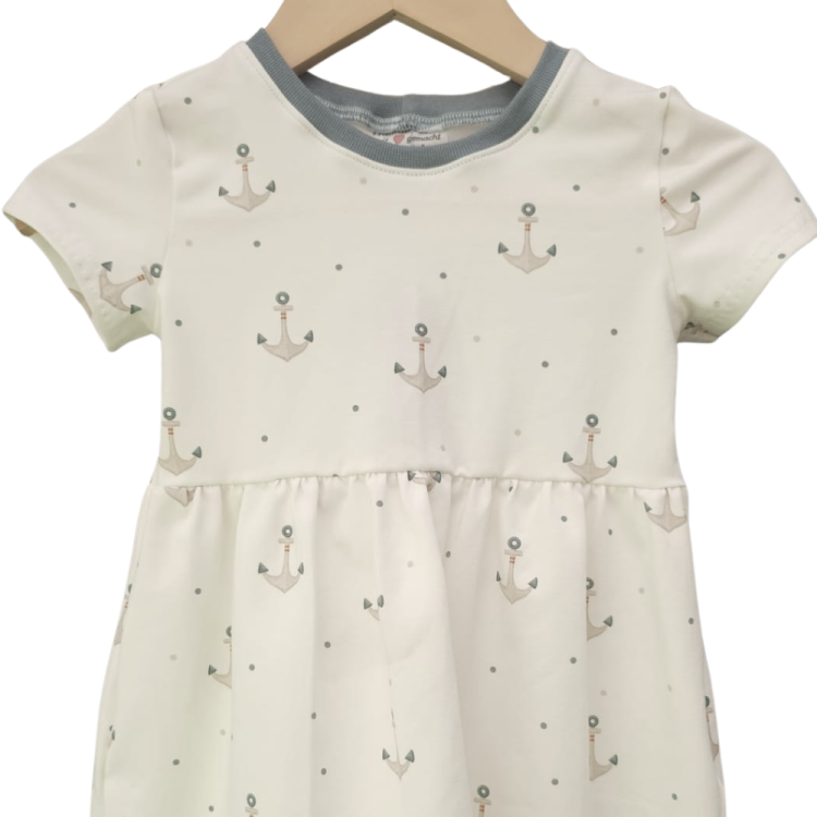 Basic Kleid Küstenkind Anker (Bündchen taubenblau) 86-128