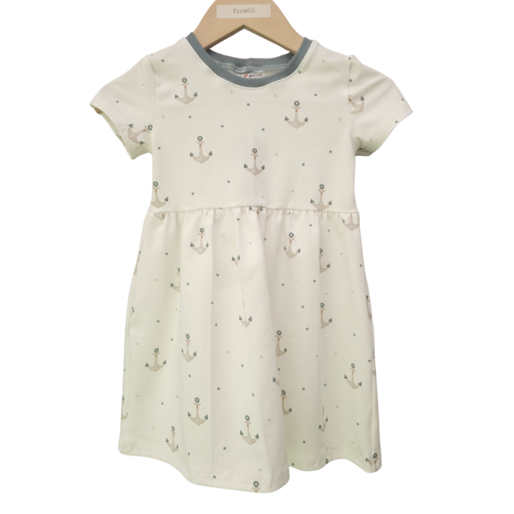 Basic Kleid Küstenkind Anker (Bündchen taubenblau) 86-128