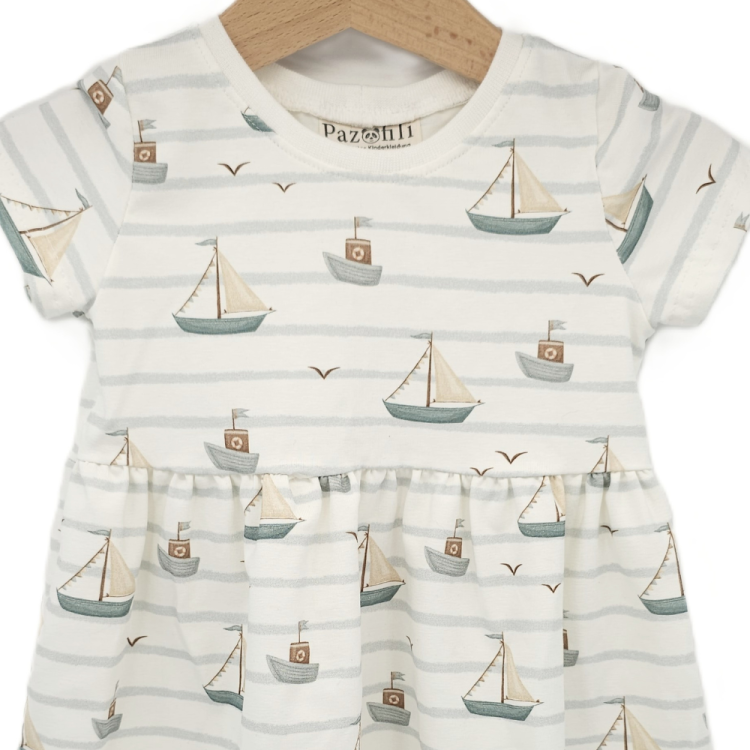 Basic Kleid Küstenkind Boote (Bündchen weiss) 134-164