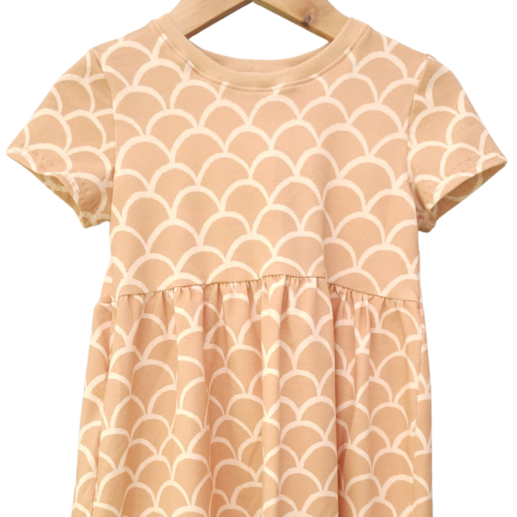 Basic Kleid Ocean Dream Fischschuppen (Bündchen beige) 134 - 164