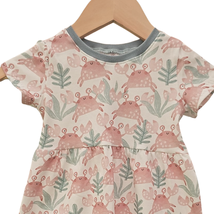Basic Kleid Under the Sea Krebse (Bündchen taubenblau) 134 - 164