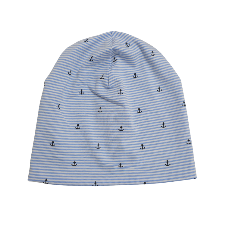 Wendebeanie Anker blau weiß geringelt