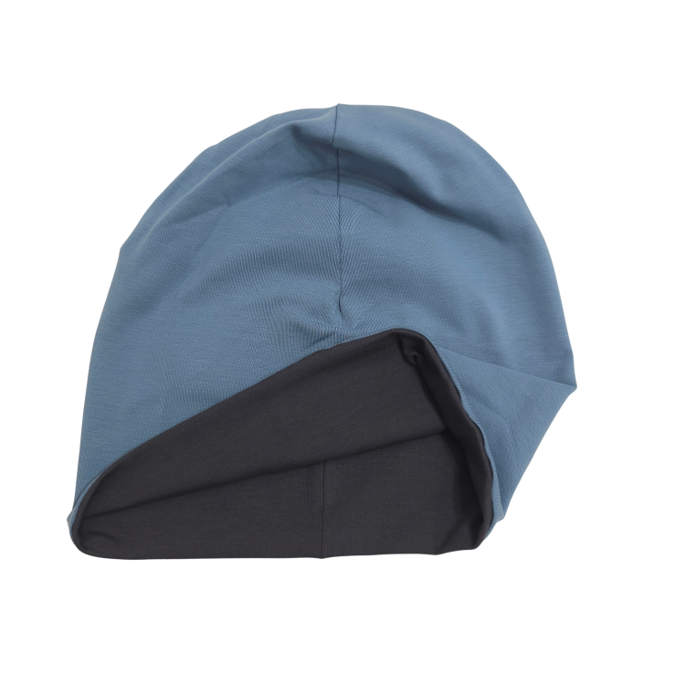 Wendebeanie Basic [ taubenblau / schwarz ]