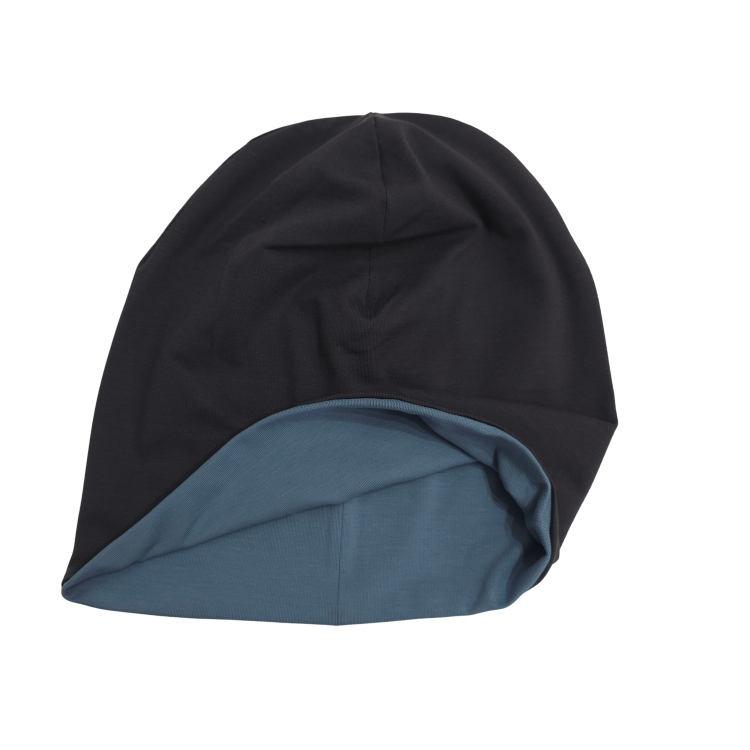Wendebeanie Basic [ taubenblau / schwarz ]