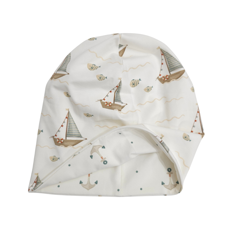 Wendebeanie Küstenkind Boote Fische