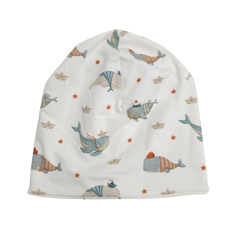 Wendebeanie Küstenkind Wale Schiffchen