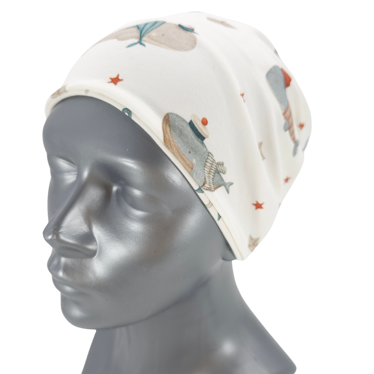 Wendebeanie Küstenkind Wale Schiffchen