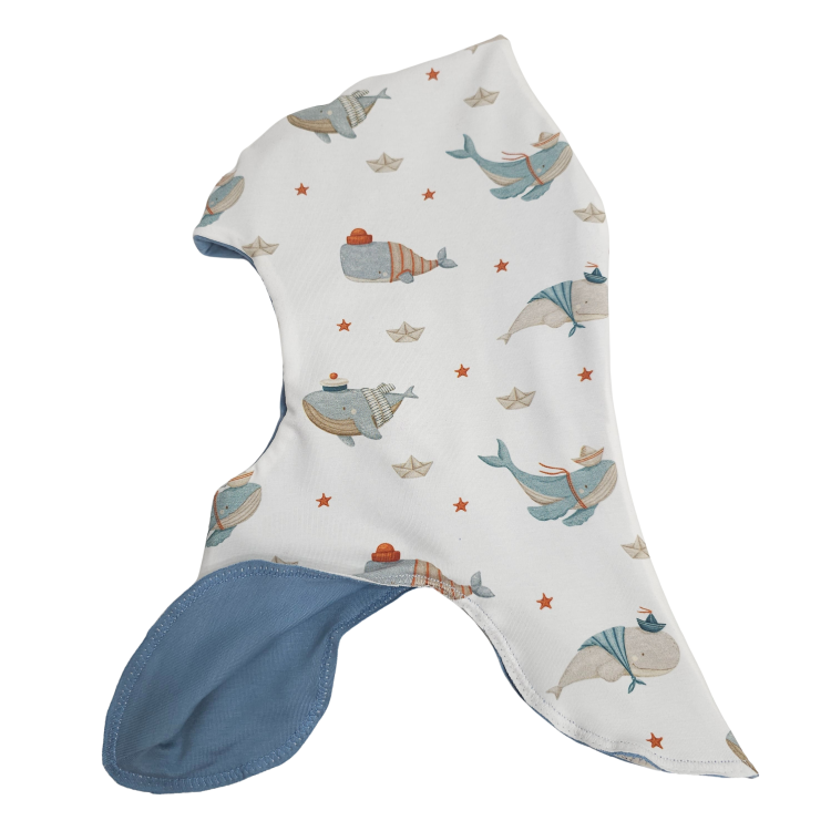 Schlupfmütze Küstenkind Wale Schiffchen (taubenblau)