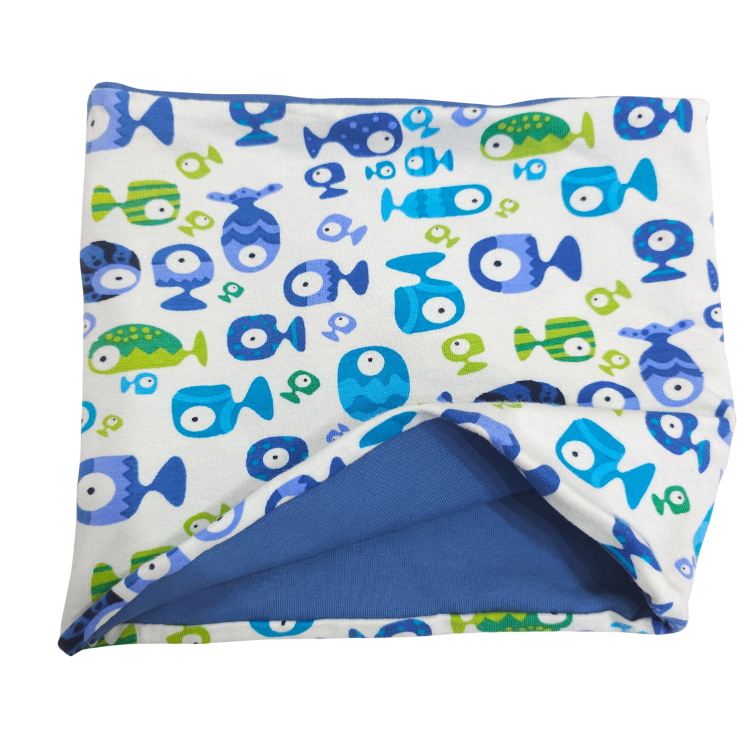 Wendeschlupfschal Fische blau grün(innen blau)