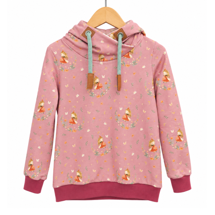 Hoodie [ Damen ] Fairyland altrosa (Bündchen bordeaux)