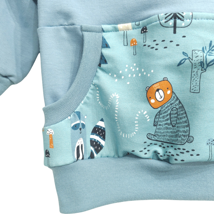 Hoodie [ Kids 1-7 Jahre ] Waldtiere Dachs [Taubenblau]