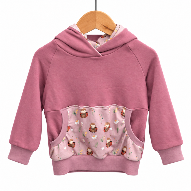 Hoodie [ Kids 1-7 Jahre ] Ladybug Marienkäfer (Sweat altrosa) (Bündchen altrosa)