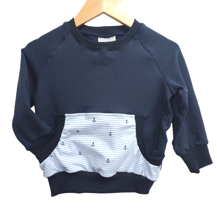 Pullover [ Kids 1-7 Jahre ] Anker geringelt (Sweat marine)