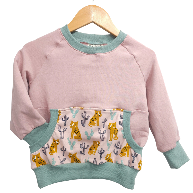 Pullover [ Kids 1-7 Jahre ] Leopard (Sweat rosa) (Bündchen mint)