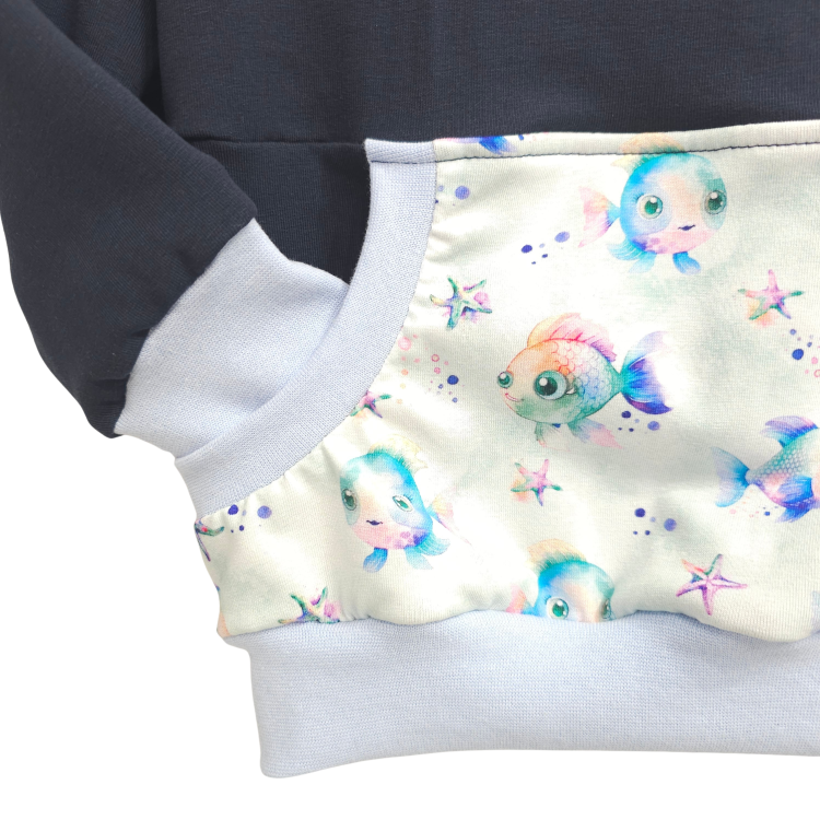 Pullover [ Kids 1-7 Jahre ] bunte Fische hell (Sweat marine) (Bündchen hell blau )