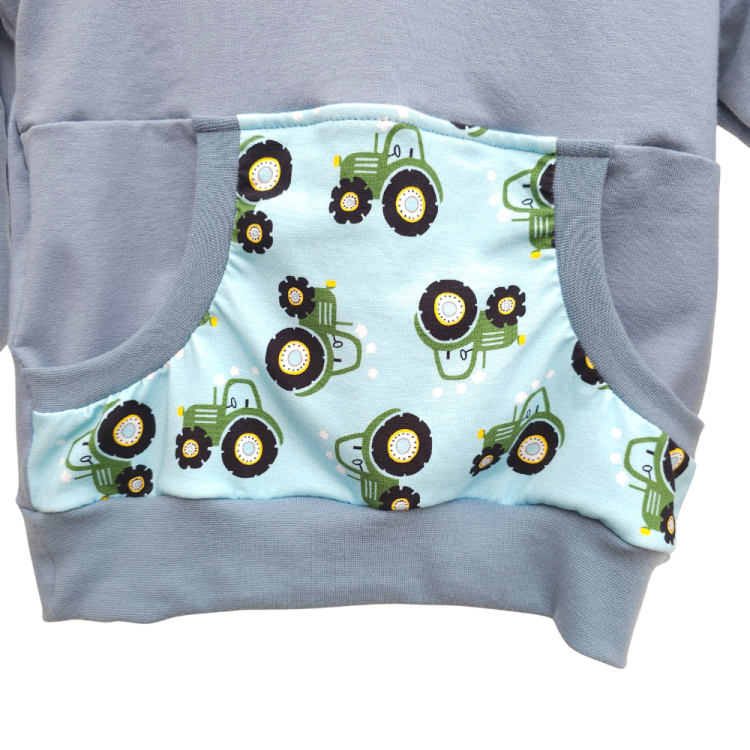 Hoodie [ Kids 1-7 Jahre ] Trecker (Sweat taubenblau) (Bündchen taubenblau)