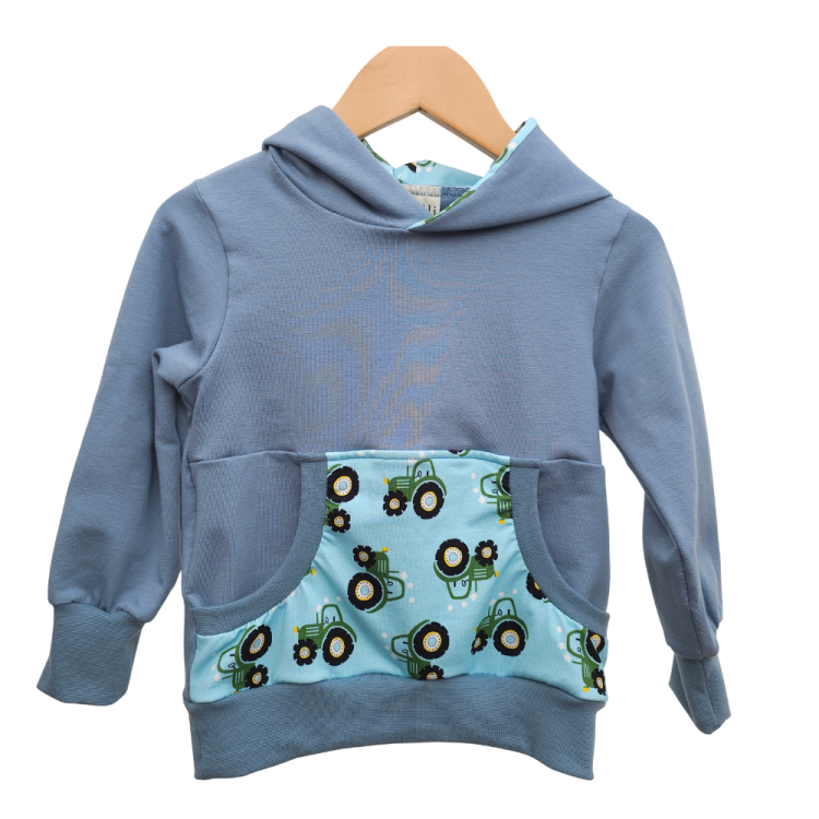 Hoodie [ Kids 1-7 Jahre ] Trecker (Sweat taubenblau) (Bündchen taubenblau)