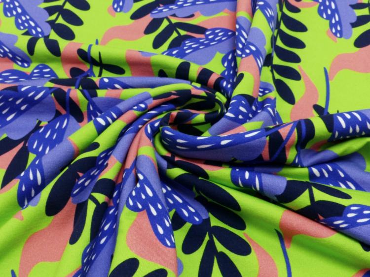 French Terry Grün 'Colourful'