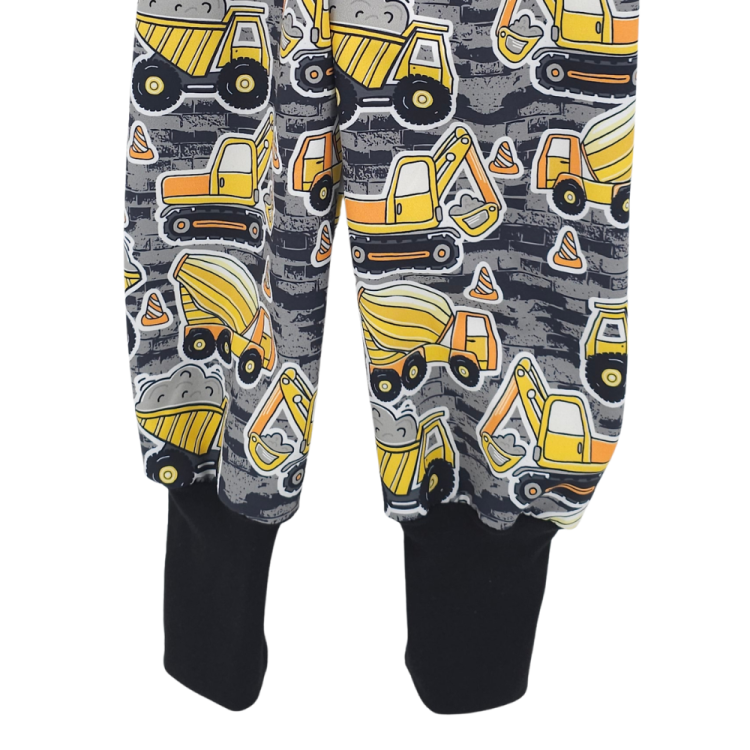 Softshell Hose gelbe Baufahrzeuge (Bündchen schwarz)