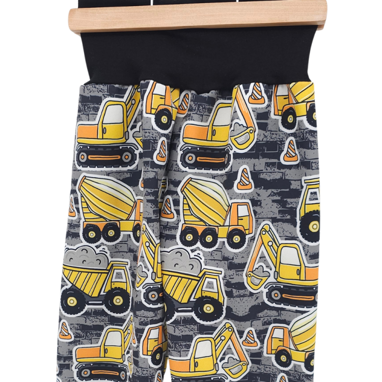 Softshell Hose gelbe Baufahrzeuge (Bündchen schwarz)