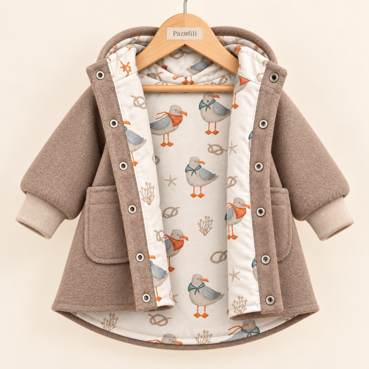 Walkjacke [ Kids 68-146  ] camel Innen Küstenkind Möwe