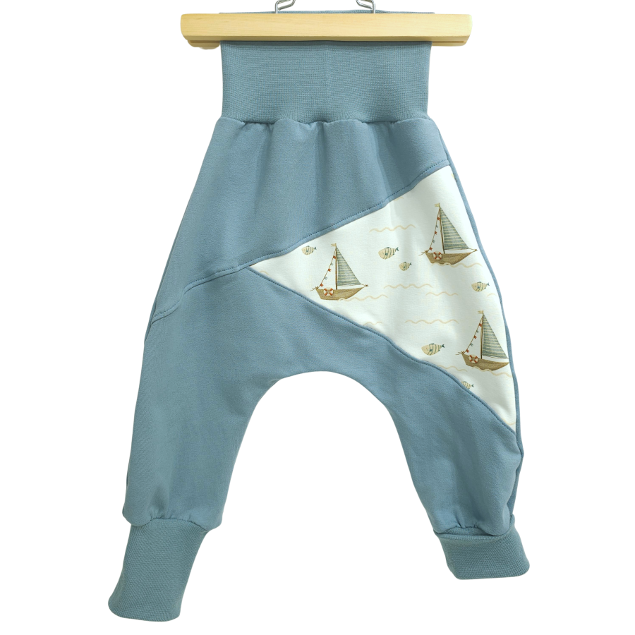 Pumphose Meno triangolo Küstenkind Boote Fische (Sweat taubenblau)