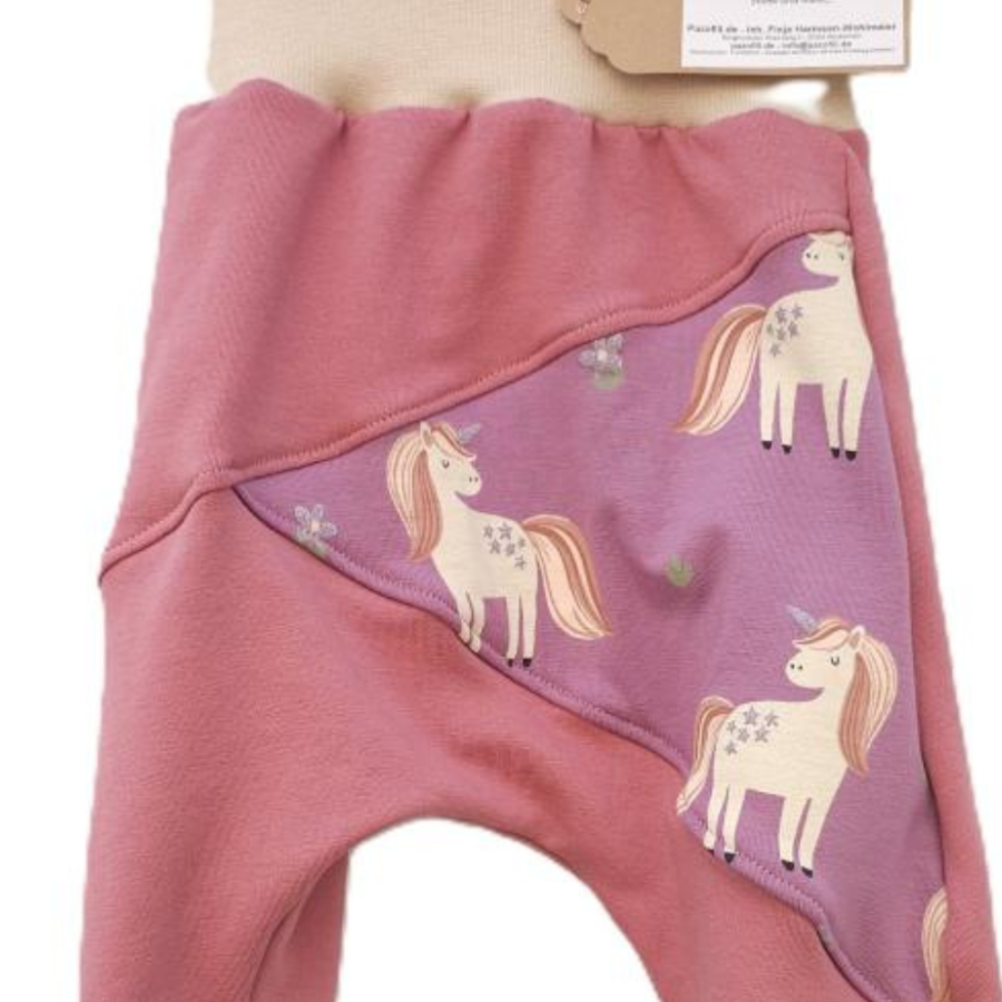 Pumphose Meno triangolo Einhorn Glitzer Sweat altrosa (Bündchen beige)