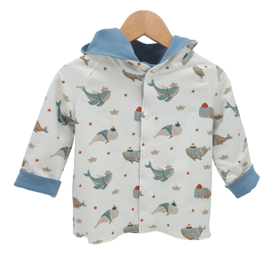 Wendejacke Küstenkind Wale Schiffe / Taubenblau