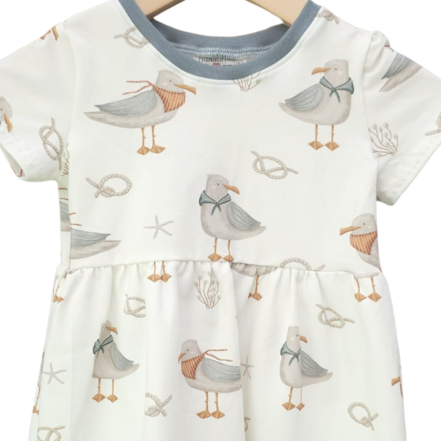 Basic Kleid Küstenkind Möwe (Bündchen taubenblau) 86-128