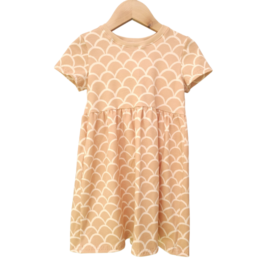 Basic Kleid Ocean Dream Fischschuppen (Bündchen beige) 134 - 164