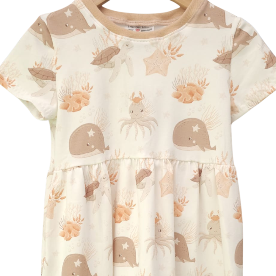 Basic Kleid Ocean Dreams Meeresbewohner (Bündchen beige) 86-128