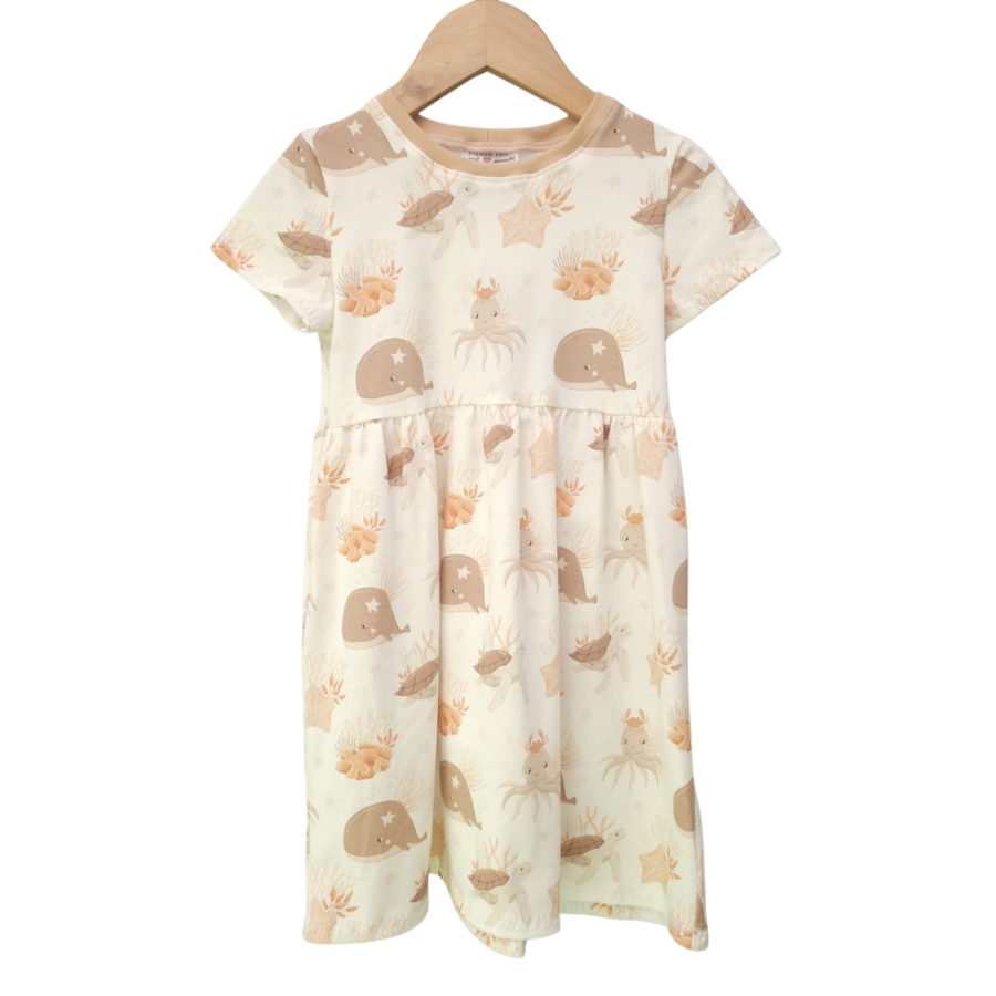 Basic Kleid Ocean Dreams Meeresbewohner (Bündchen beige) 86-128