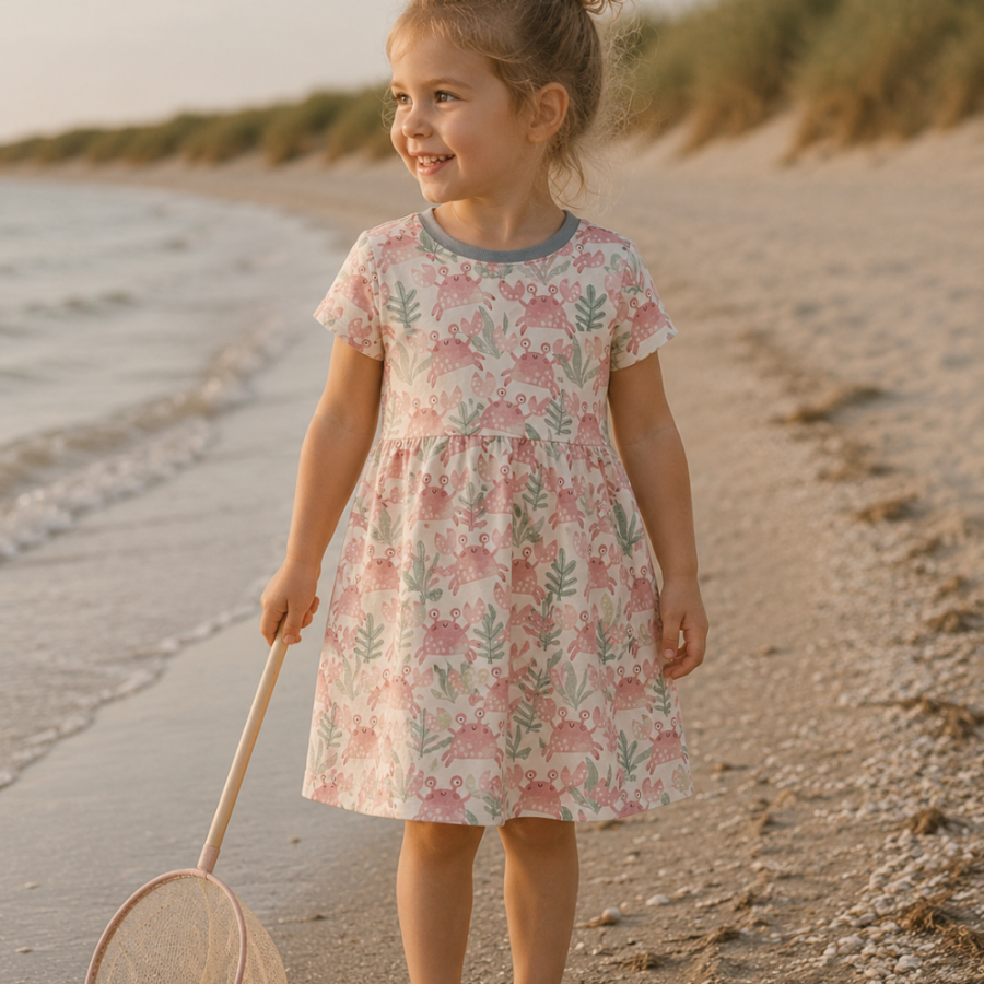 Basic Kleid Under the Sea Krebse (Bündchen taubenblau) 134 - 164