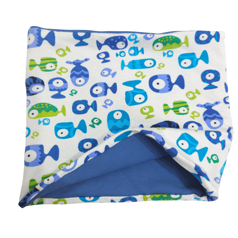 Wendeschlupfschal Fische blau grün(innen blau)