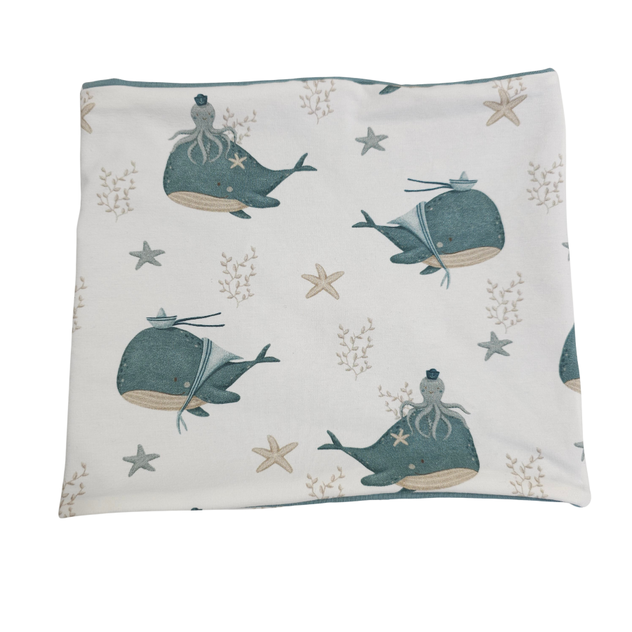 Wendeschlupfschal Küstenkind Wale Oktopus (innen mint)