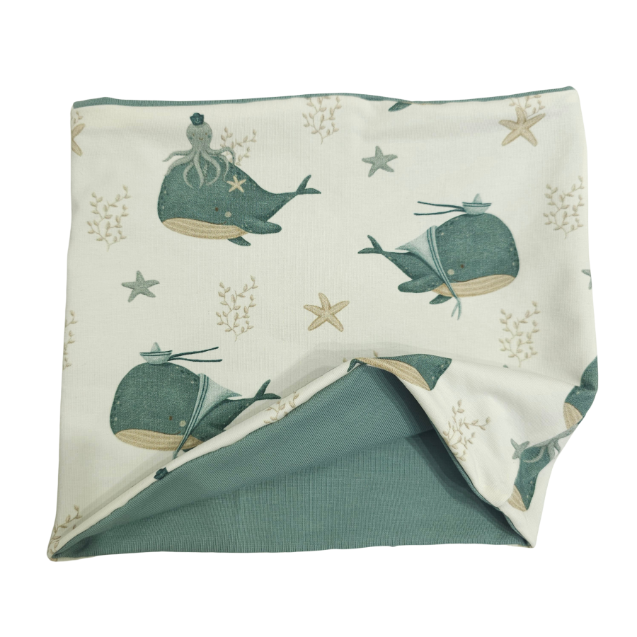 Wendeschlupfschal Küstenkind Wale Oktopus (innen mint)